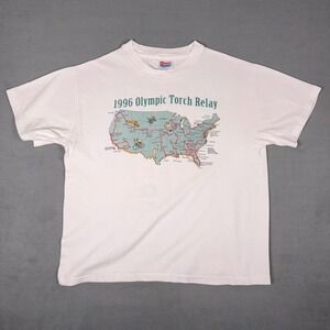 Vintage 96 Olympic Torch Relay T Shirt Map Route All Cities Coca Cola USA Large